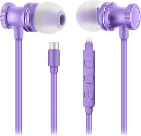 purple earbuds wired