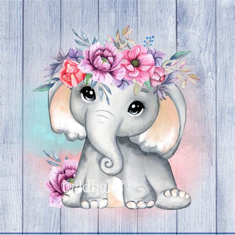 purple elephant in flowers images free