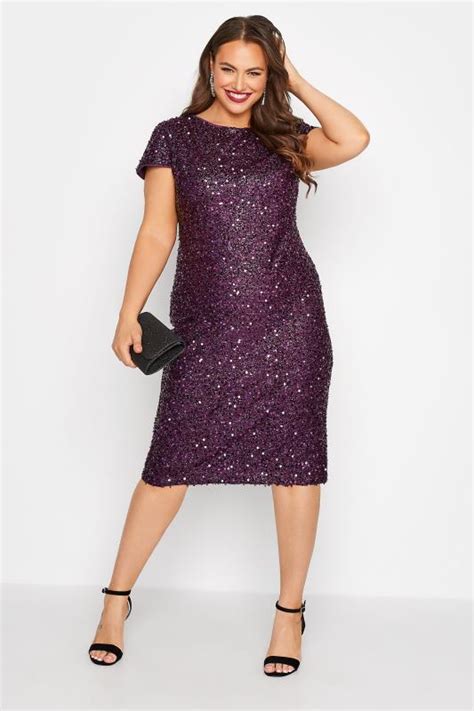 purple sequin shift dress