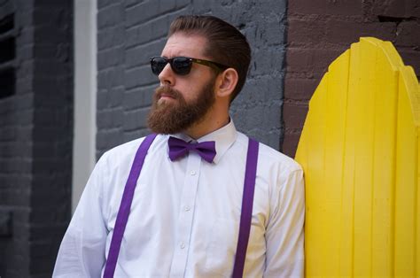 Purple Suspenders And Bow Tie