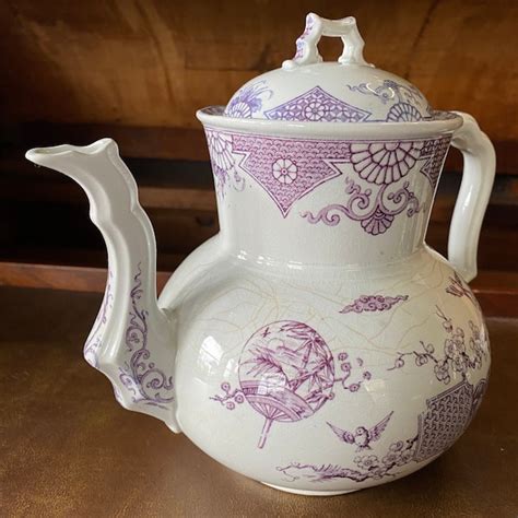 Purple Transferware Teapot