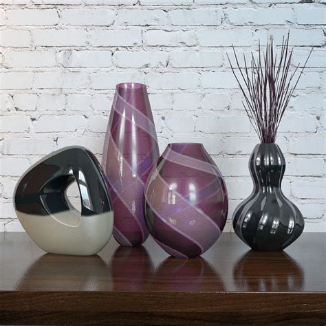 Purple Vases Set Of 3