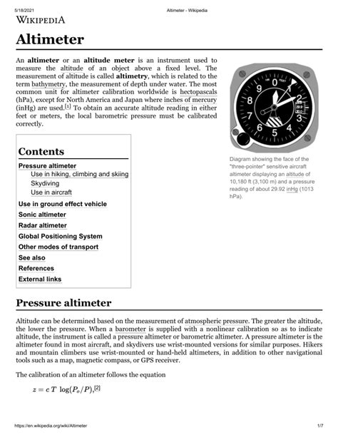 Purpose And Function Of Altimeter