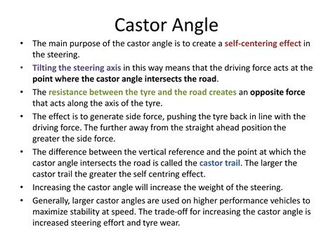 Purpose Castor Angle