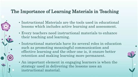 Purpose Of Instructional Materials