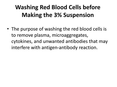 purpose of preparing red cell suspension