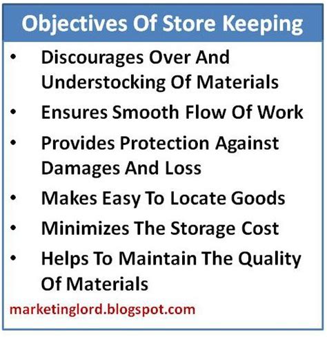 Purpose Of Store Keeping