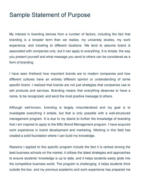 purpose statement examples for work