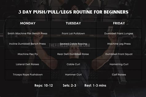 Push Pull Legs Workout Split 3 Day
