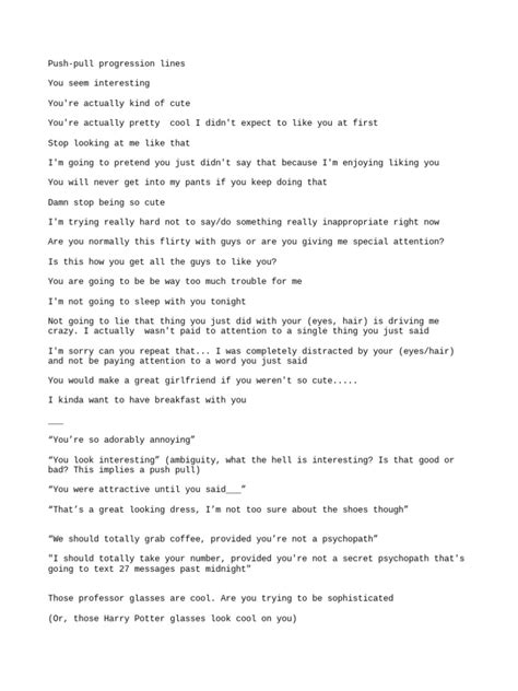 Push Pull Pick Up Lines Examples