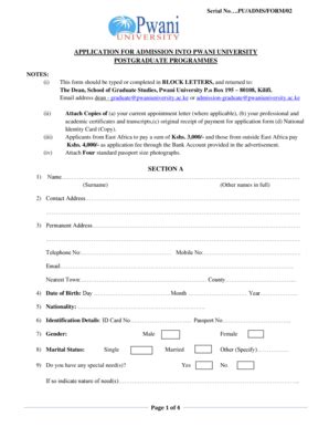 pwani university application form