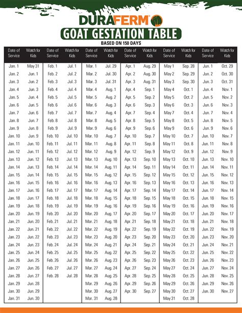 pygmy goat gestation chart