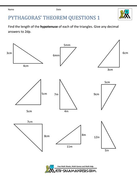 Pythagoras Worksheet