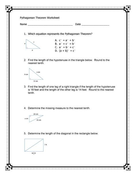 pythagorean theorem word problems worksheet with answers