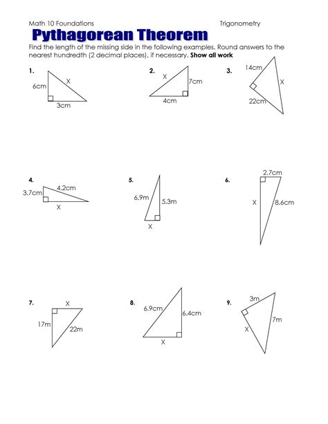 pythagorean theorem worksheet answer key geometry