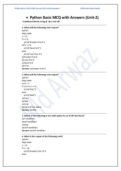 python basic mcq questions and answers pdf