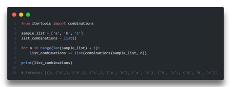 python code to find all possible combinations