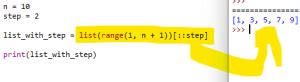 python create list with step size