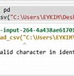 python error invalid character in identifier