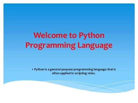 python is a general purpose programming language created by