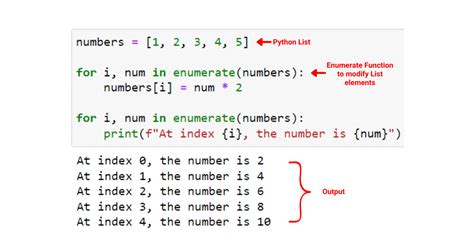 python list for loop enumerate