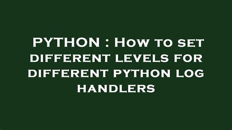 python logging set level for handler