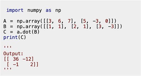 python numpy array matrix multiplication