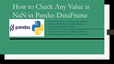 python pandas dataframe check if value is nan
