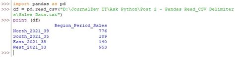 python pandas read csv file delimiter