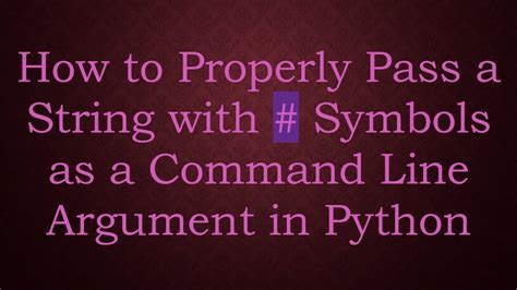 Python Pass String As Command Line Argument