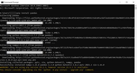 python pip install pandas error