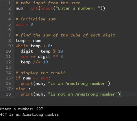 python program for armstrong number using while loop