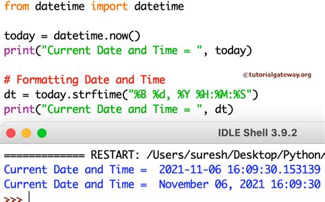 python program to get current date and time