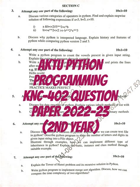 python programming aktu question paper 2024