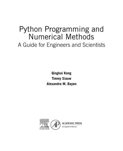 python programming and numerical methods a guide for engineers and scientists pdf