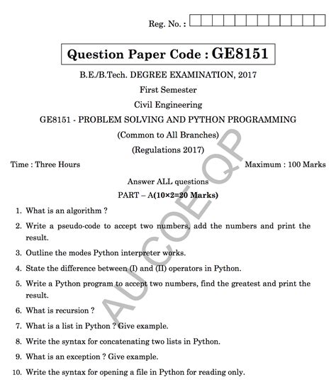 python programming sample question paper