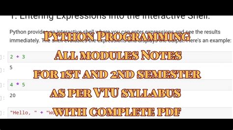 python programming vtu syllabus