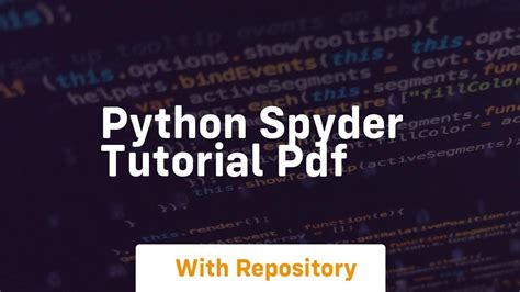 python spyder tutorial for beginners pdf free download