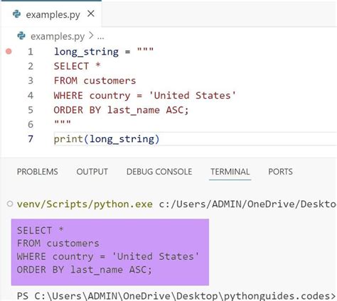 Python Sql String Multiple Lines