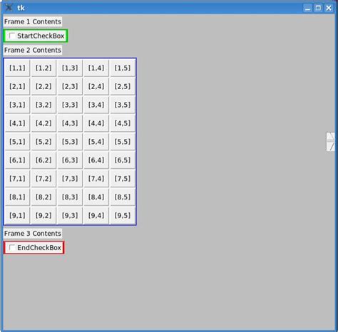 Python Tkinter Canvas Scrollbar Grid