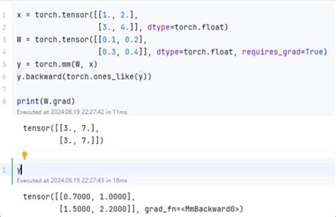 Pytorch Gradient Example