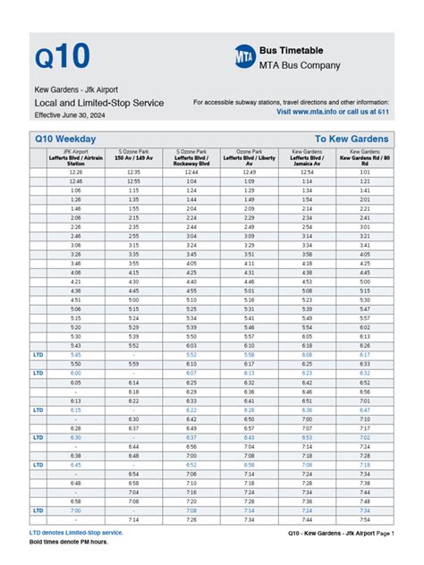 q10 bus time schedule