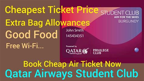 qatar airways student ticket