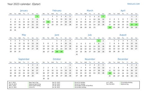 qatar calendar 2023 with holidays