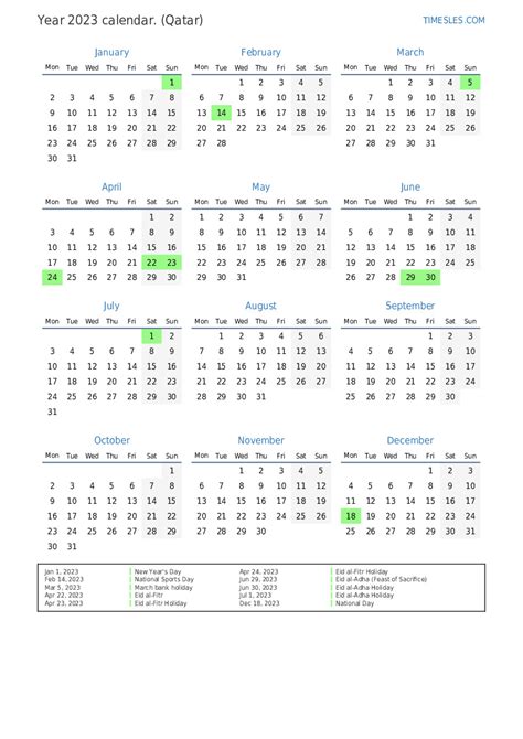 qatar holiday calendar 2023