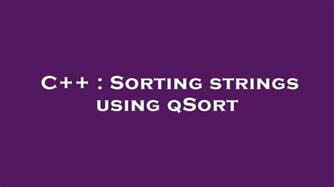 Qsort Strings In C
