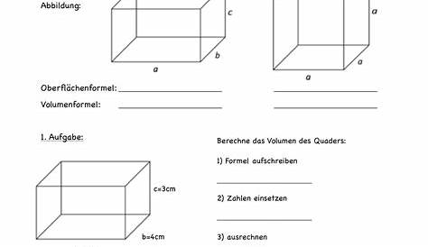 Quader Volumen und Quader Oberfläche mit Formel | Buchstaben lernen