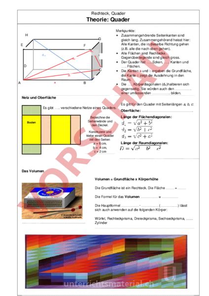 B6 Ich kann den Oberflächeninhalt eines Quaders berechnen YouTube