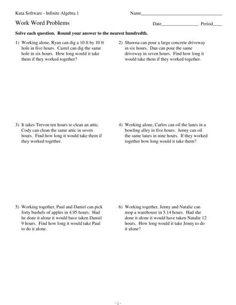 quadratic word problems worksheet kuta answers