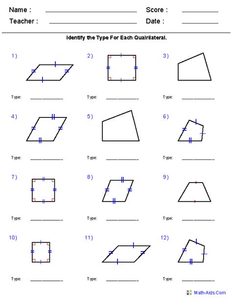 20 Quadrilateral Worksheets 4th Grade Worksheet From Home